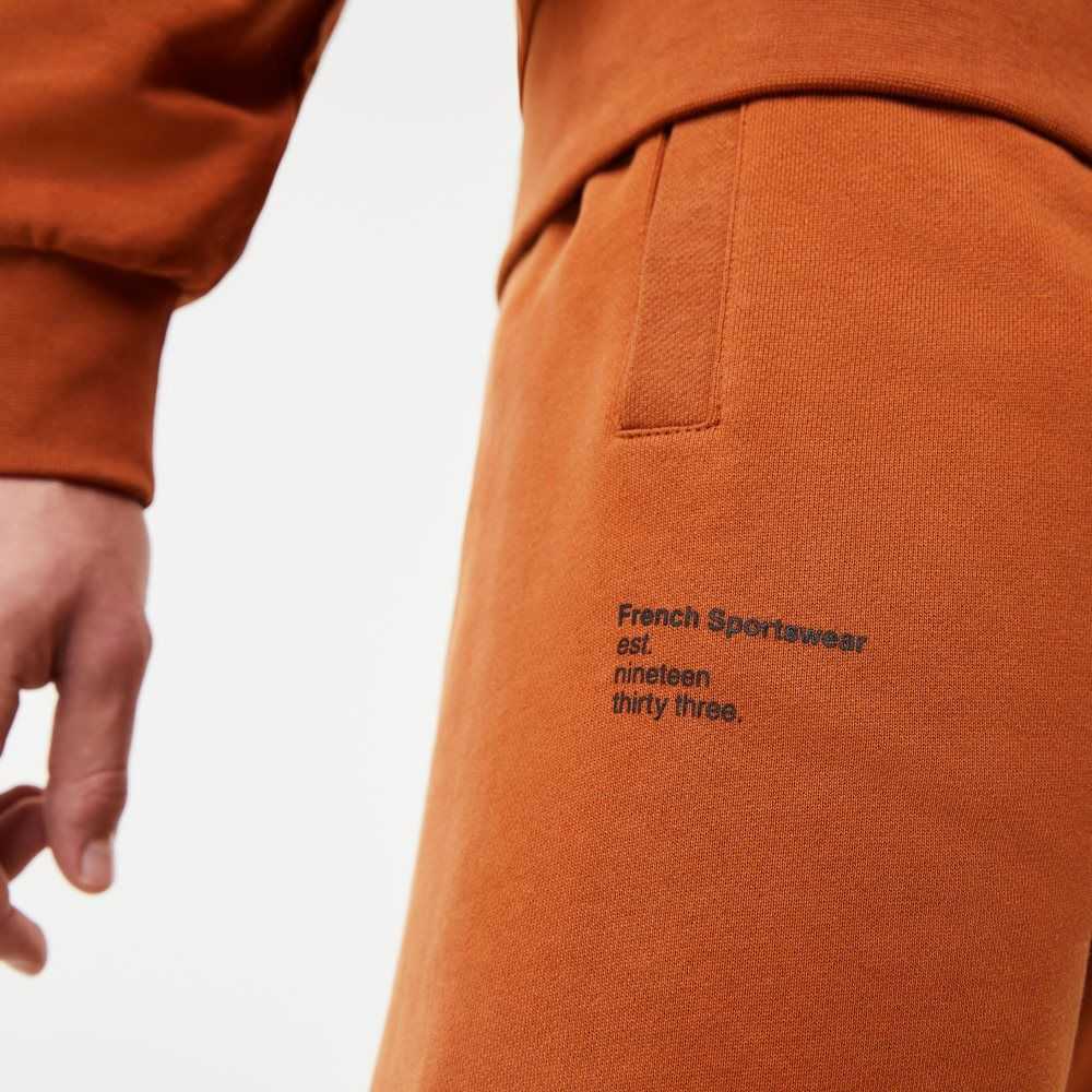 Brown Lacoste Contrast Lettering Cotton Trackpants | HXYGTI-871