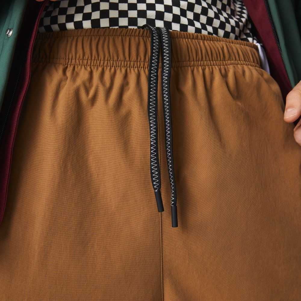 Brown Lacoste Contrast Oversized Branding Trackpants | TZNEKR-379