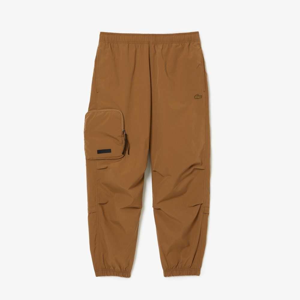 Brown Lacoste Contrast Oversized Branding Trackpants | TZNEKR-379