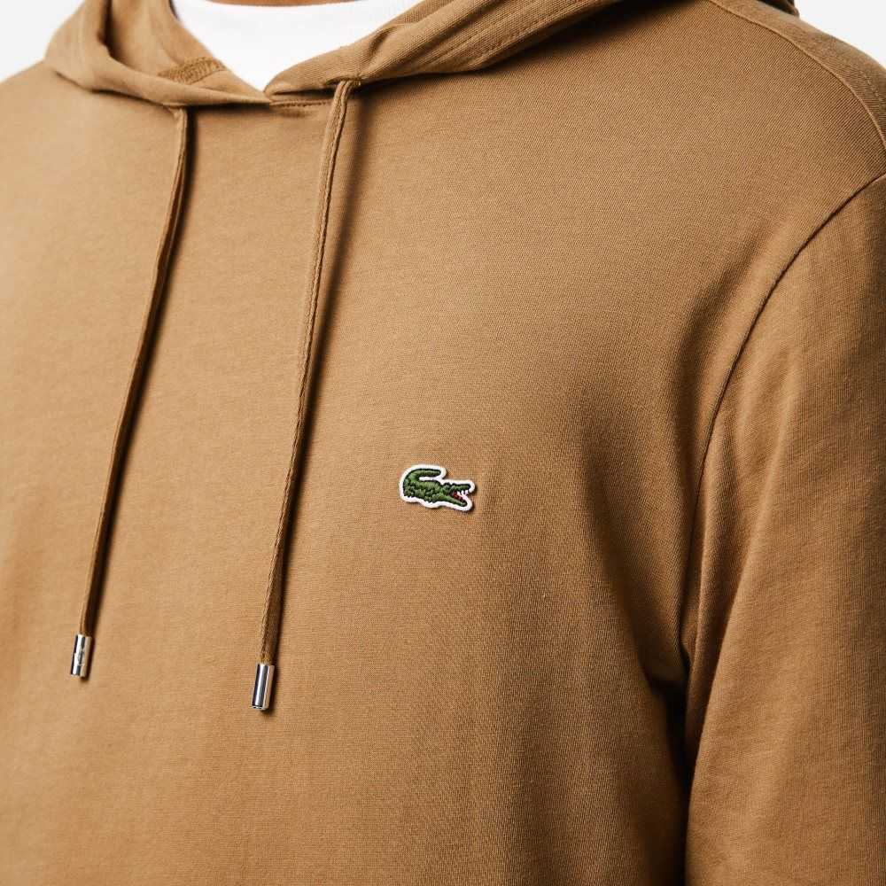 Brown Lacoste Hooded Cotton Jersey Sweatshirt | ZWKQDP-847