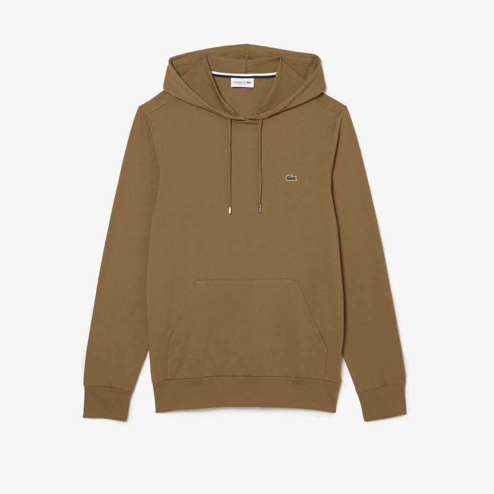 Brown Lacoste Hooded Cotton Jersey Sweatshirt | ZWKQDP-847