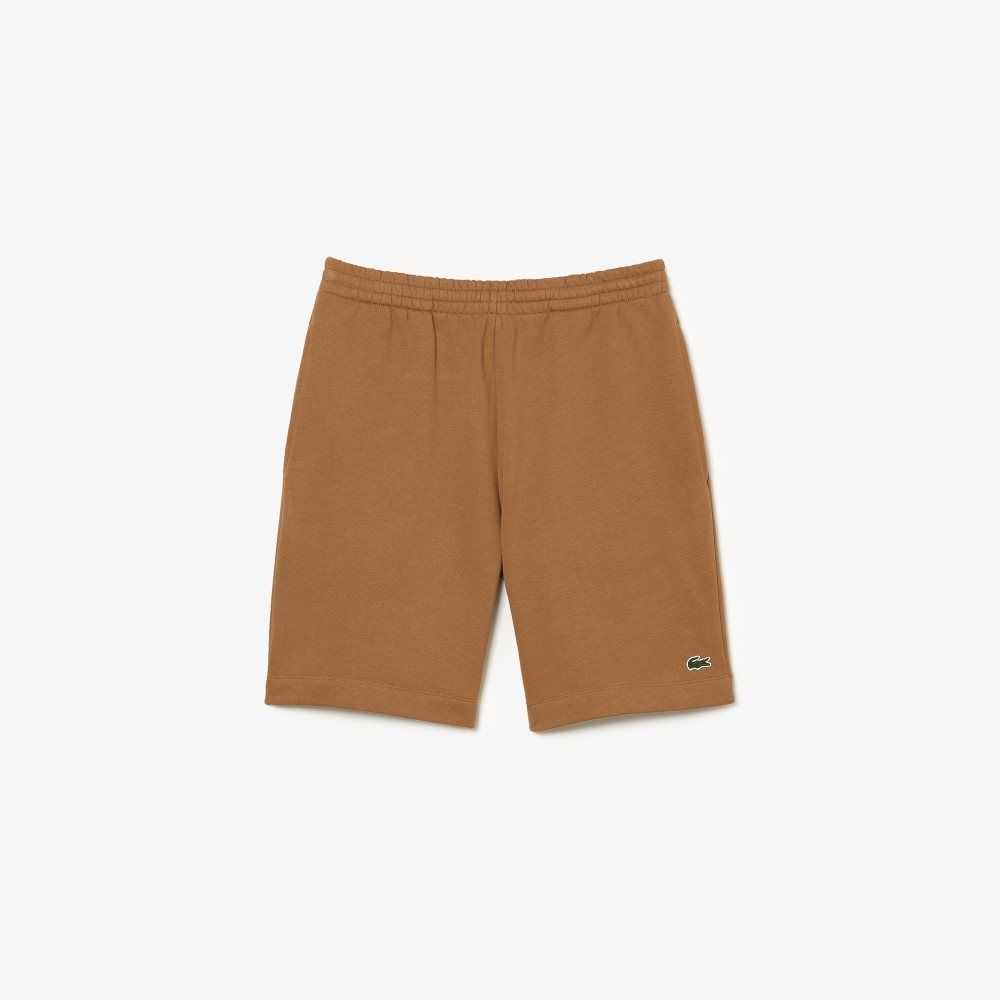 Brown Lacoste Organic Brushed Cotton Fleece Shorts | HMFZIB-986