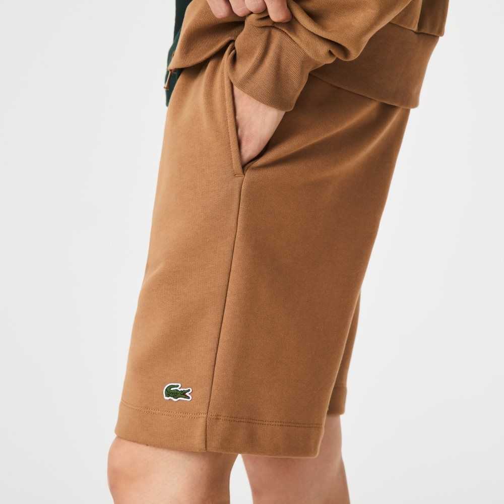 Brown Lacoste Organic Brushed Cotton Fleece Shorts | HMFZIB-986