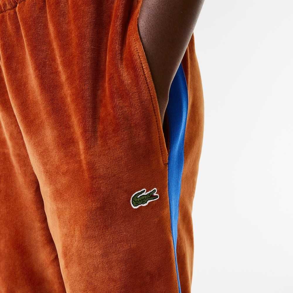 Brown Lacoste Side Contrast Band Trackpants | GUKWSA-043