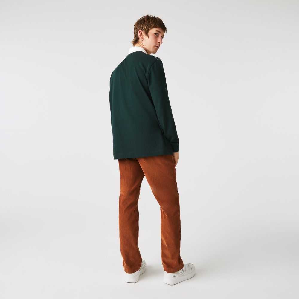 Brown Lacoste Straight Fit Corduroy Chinos | CGOLMP-165