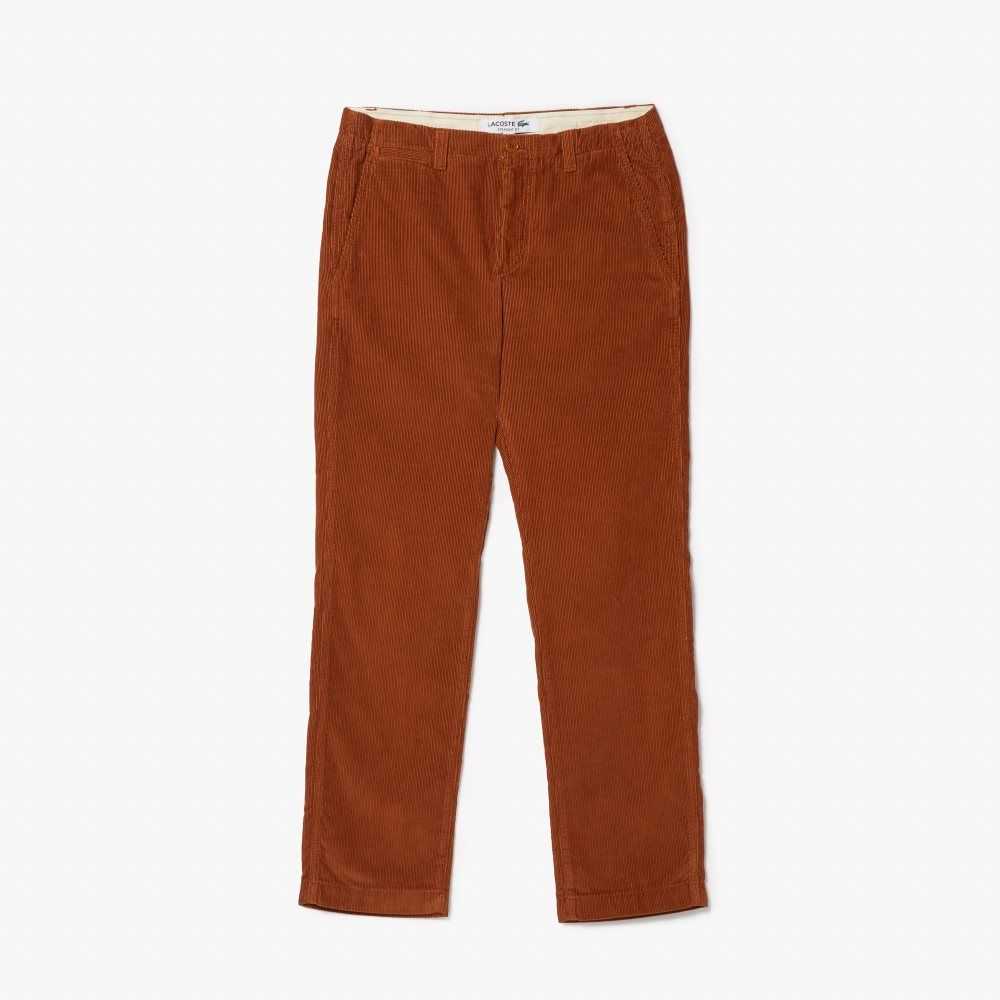 Brown Lacoste Straight Fit Corduroy Chinos | CGOLMP-165