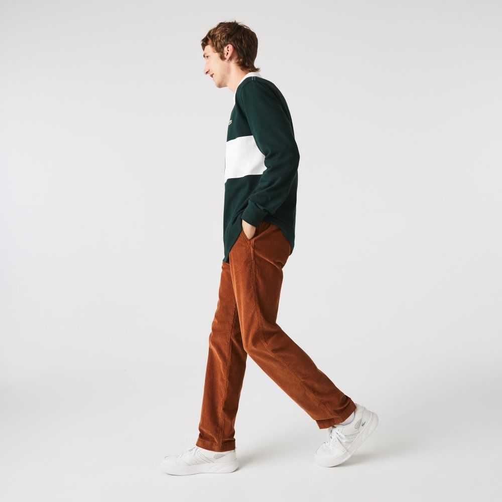 Brown Lacoste Straight Fit Corduroy Chinos | CGOLMP-165