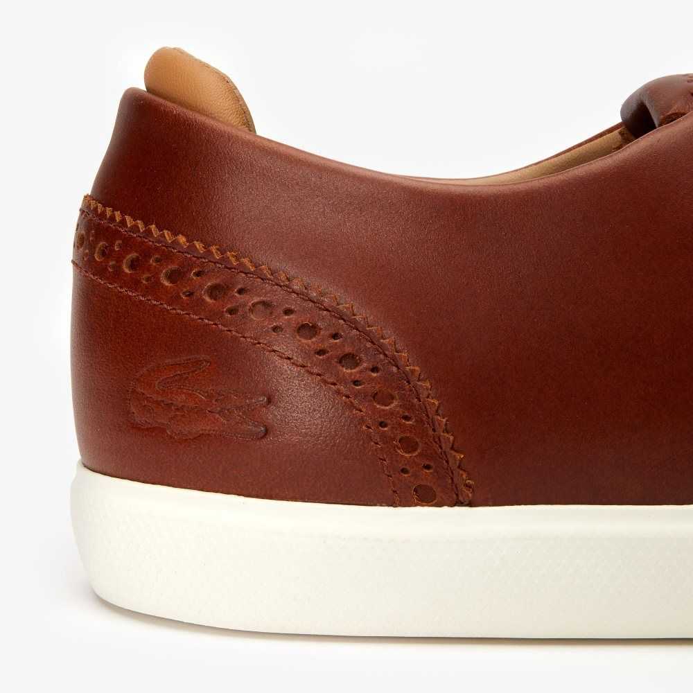 Brw/Off Wht Lacoste Esparre Club Leather Trainers | GLXPCQ-078