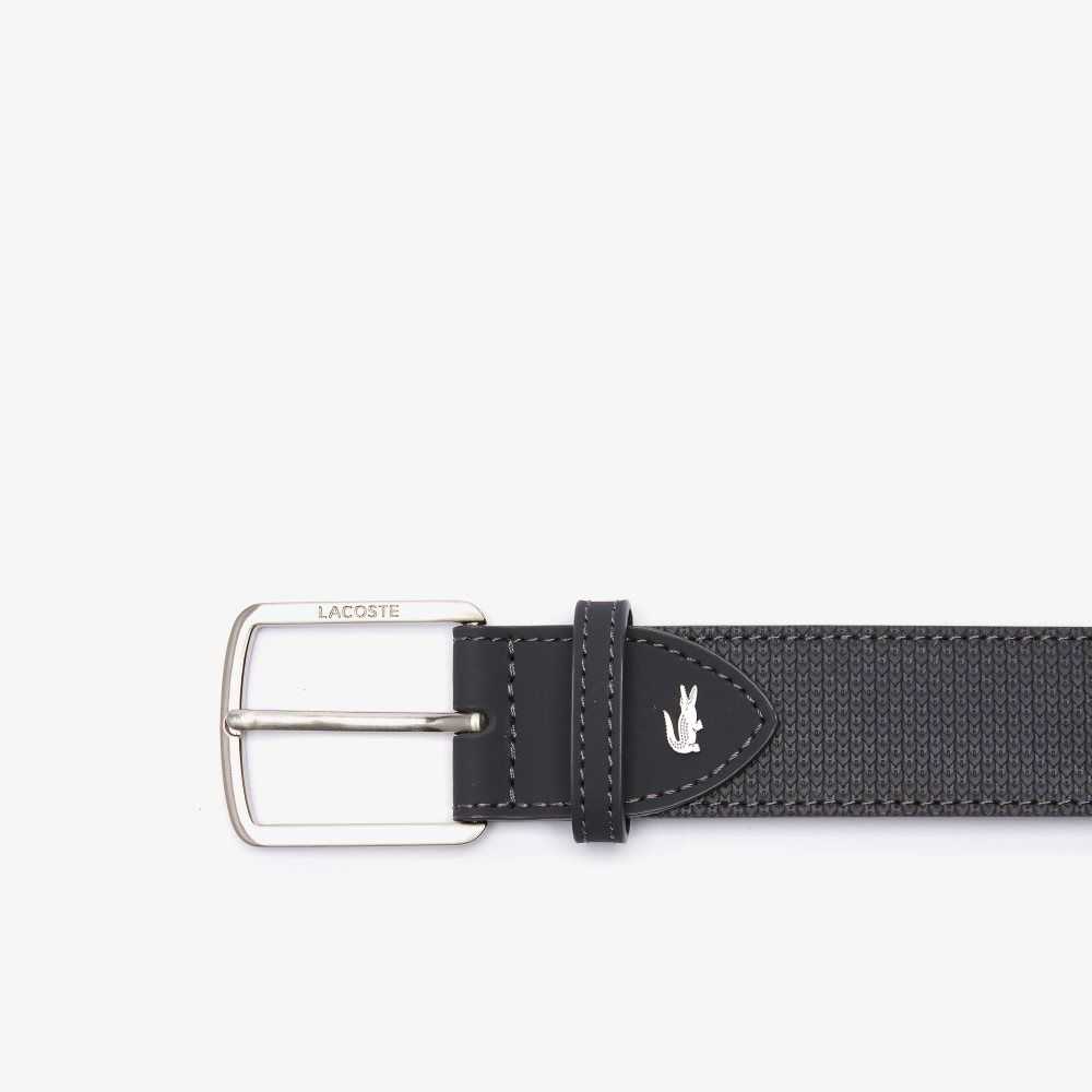 Dark Brown Lacoste Engraved Buckle Reversible Pique Leather Belt | DKFAMP-982