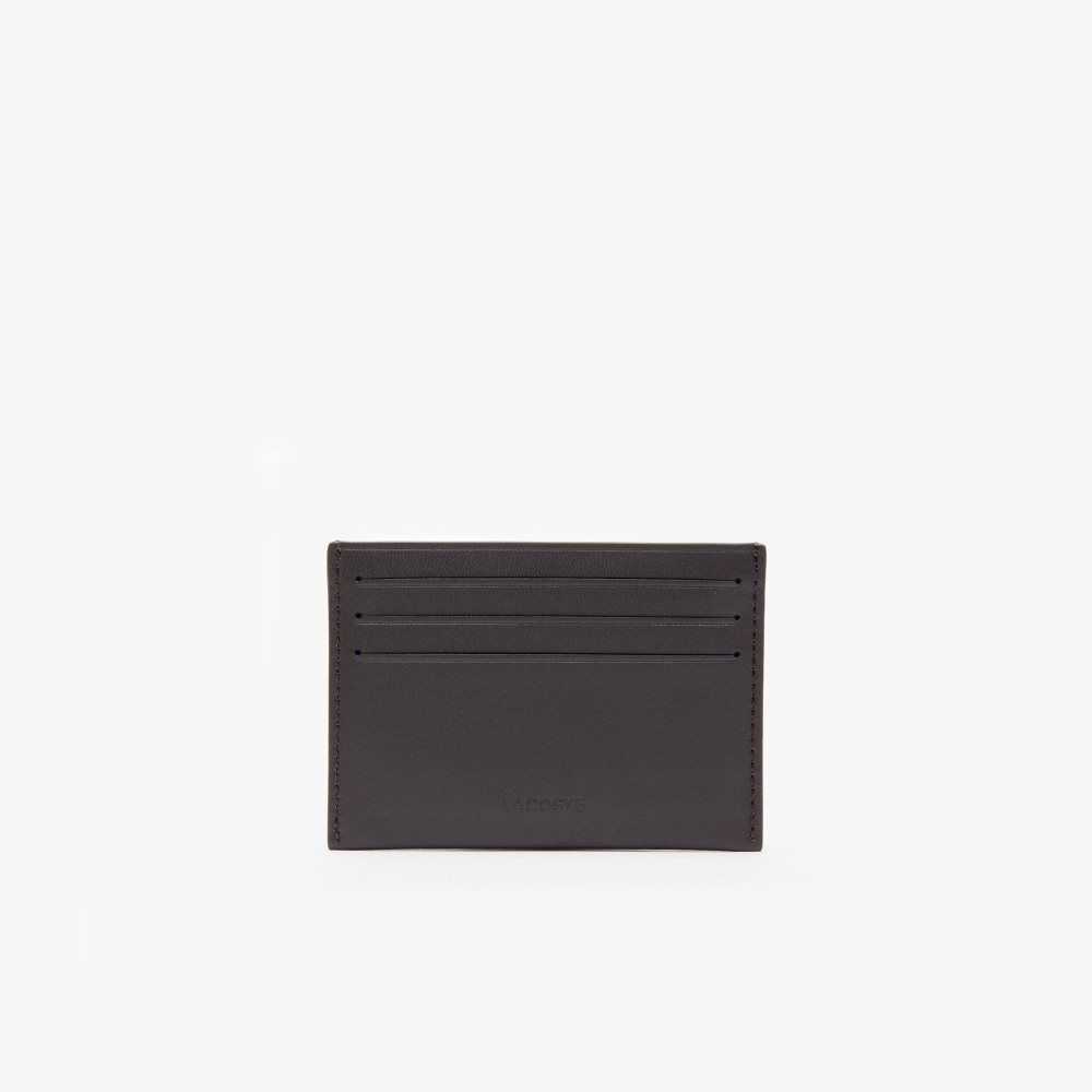 Dark Brown Lacoste Fitzgerald Leather Card Holder | HQCAIW-214