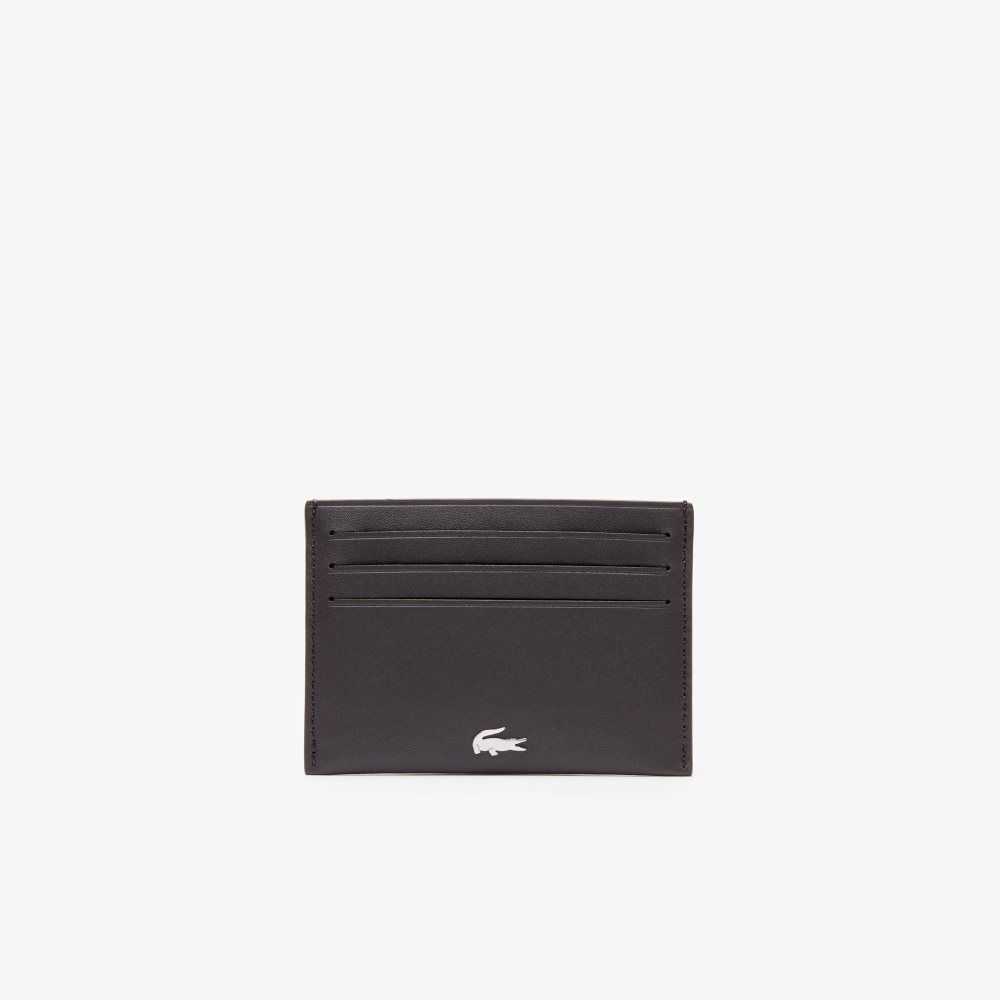 Dark Brown Lacoste Fitzgerald Leather Card Holder | HQCAIW-214