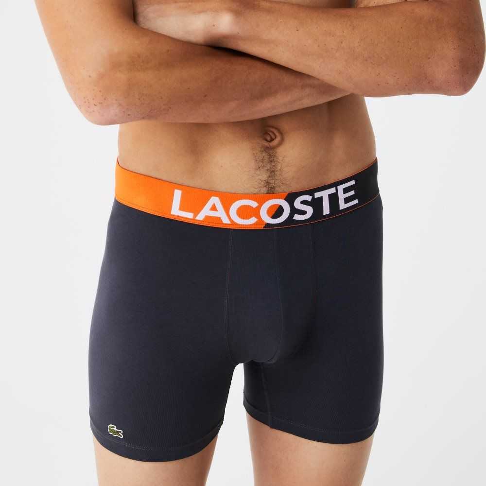 Dark Grey / Khaki Green / Grey Chine Lacoste Branded Waist Boxer Brief Three-Pack | DSQGCW-594