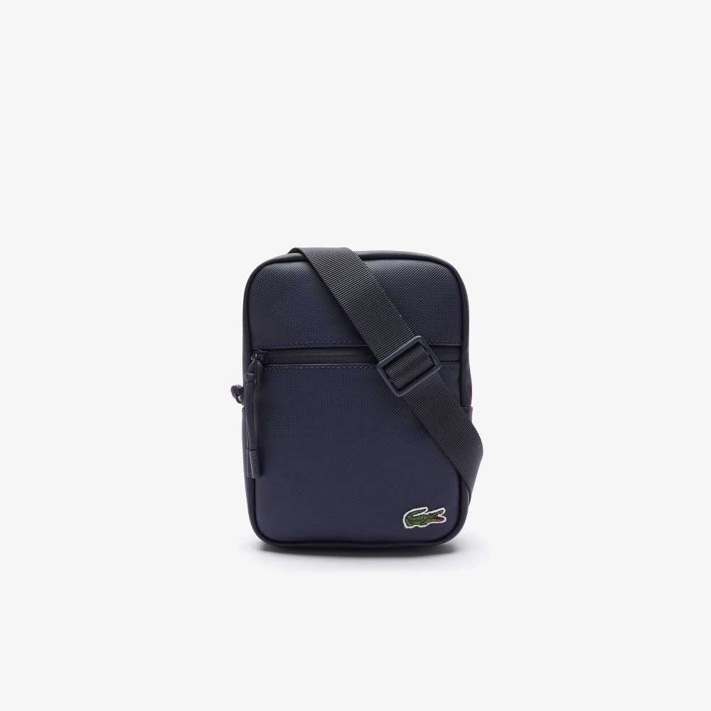 Dark Sapphire Lacoste LCST Coated Canvas Small Flat Crossbody Bag | LGEIAC-625