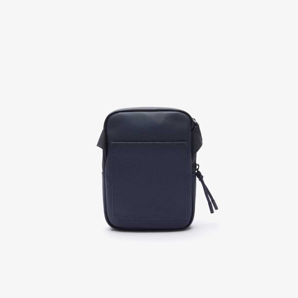 Dark Sapphire Lacoste LCST Coated Canvas Small Flat Crossbody Bag | LGEIAC-625