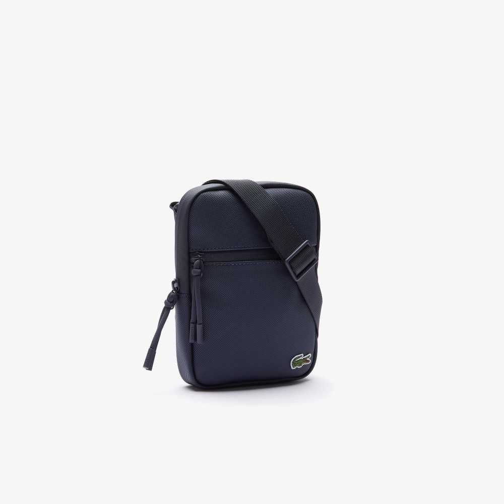 Dark Sapphire Lacoste LCST Coated Canvas Small Flat Crossbody Bag | LGEIAC-625