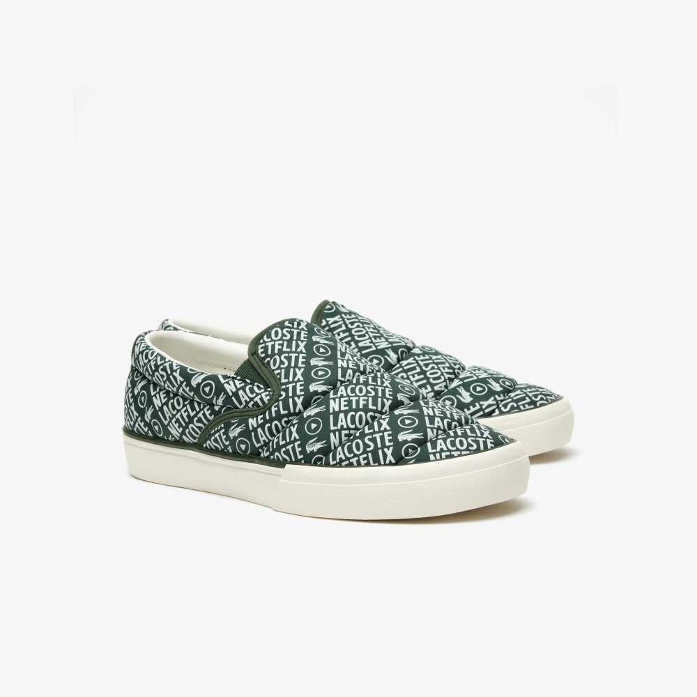 Dk Grn/Off Wht Lacoste x Netflix Slip-On Jump Serve | PTVKIJ-581