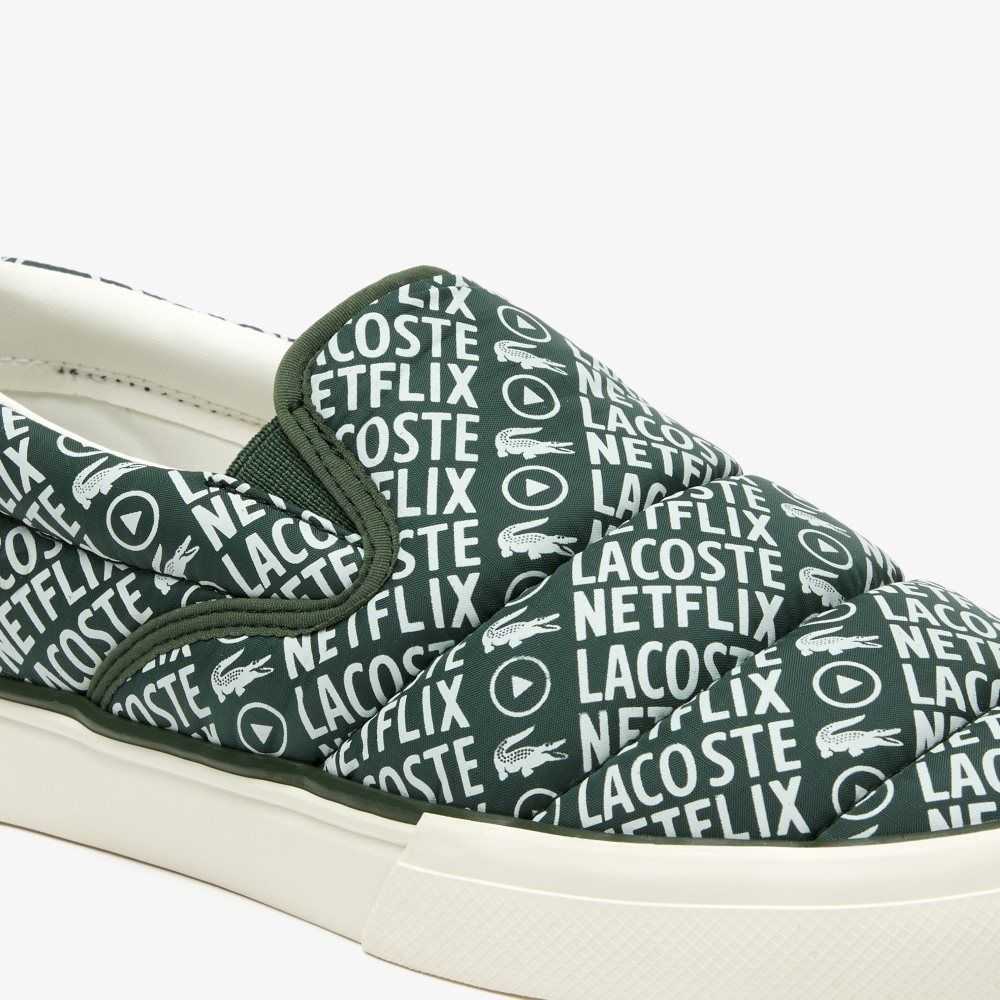 Dk Grn/Off Wht Lacoste x Netflix Slip-On Jump Serve | PTVKIJ-581