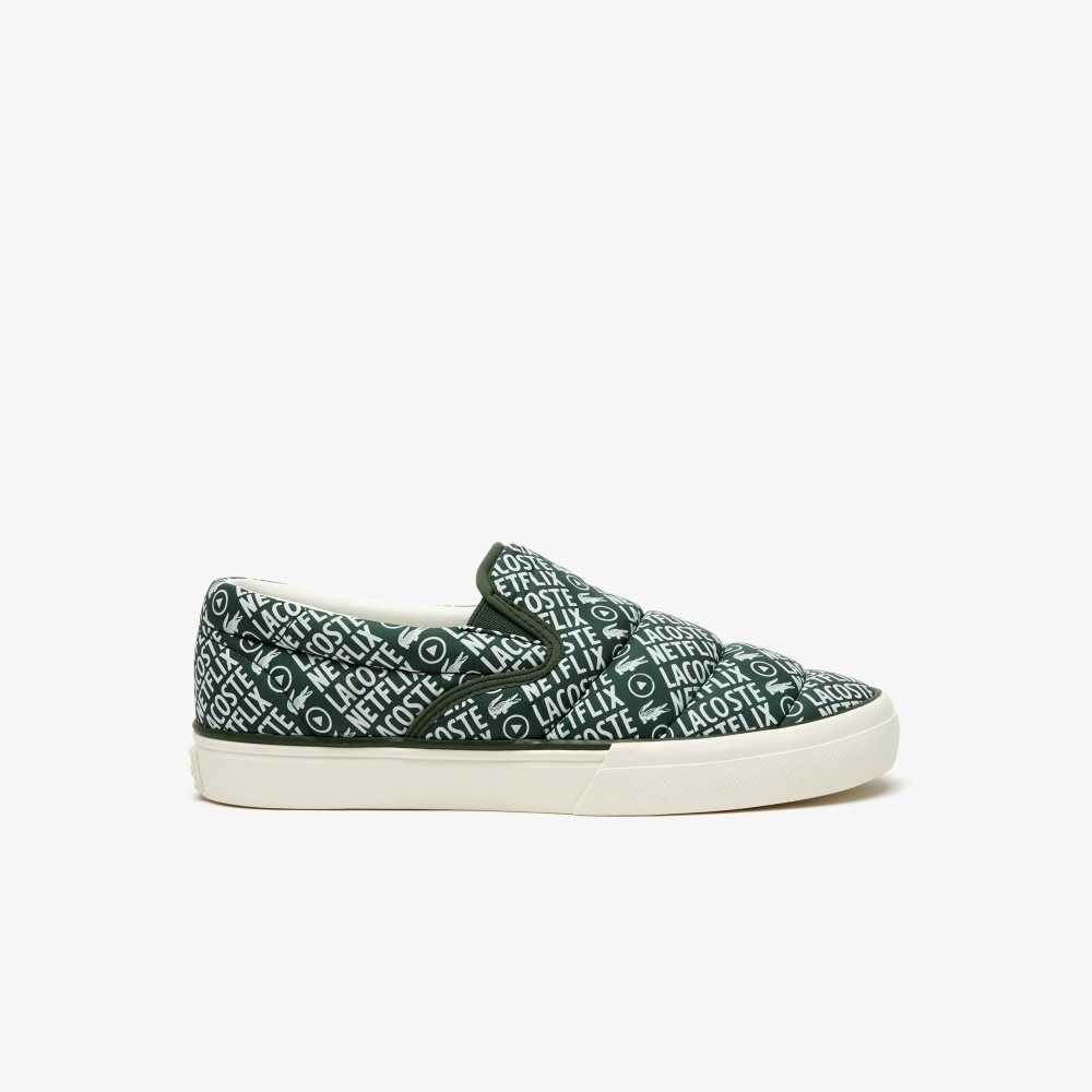 Dk Grn/Off Wht Lacoste x Netflix Slip-On Jump Serve | PTVKIJ-581