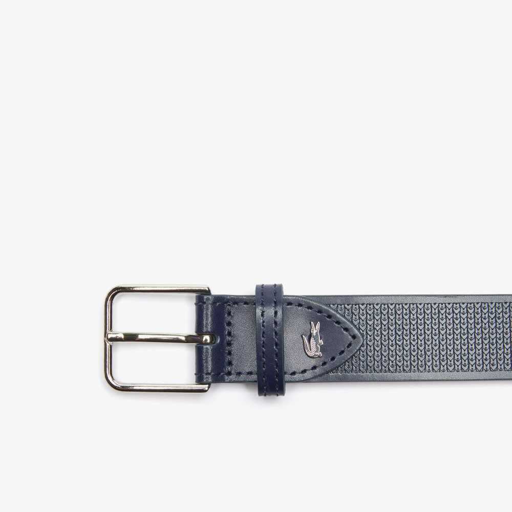 Eclipse Lacoste Metal Crocodile Stitched Leather Belt | OWUQXA-084