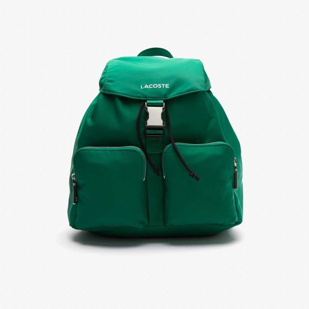 Estival Blanc Lacoste Branded Nylon Flap Backpack | RQNIBG-857