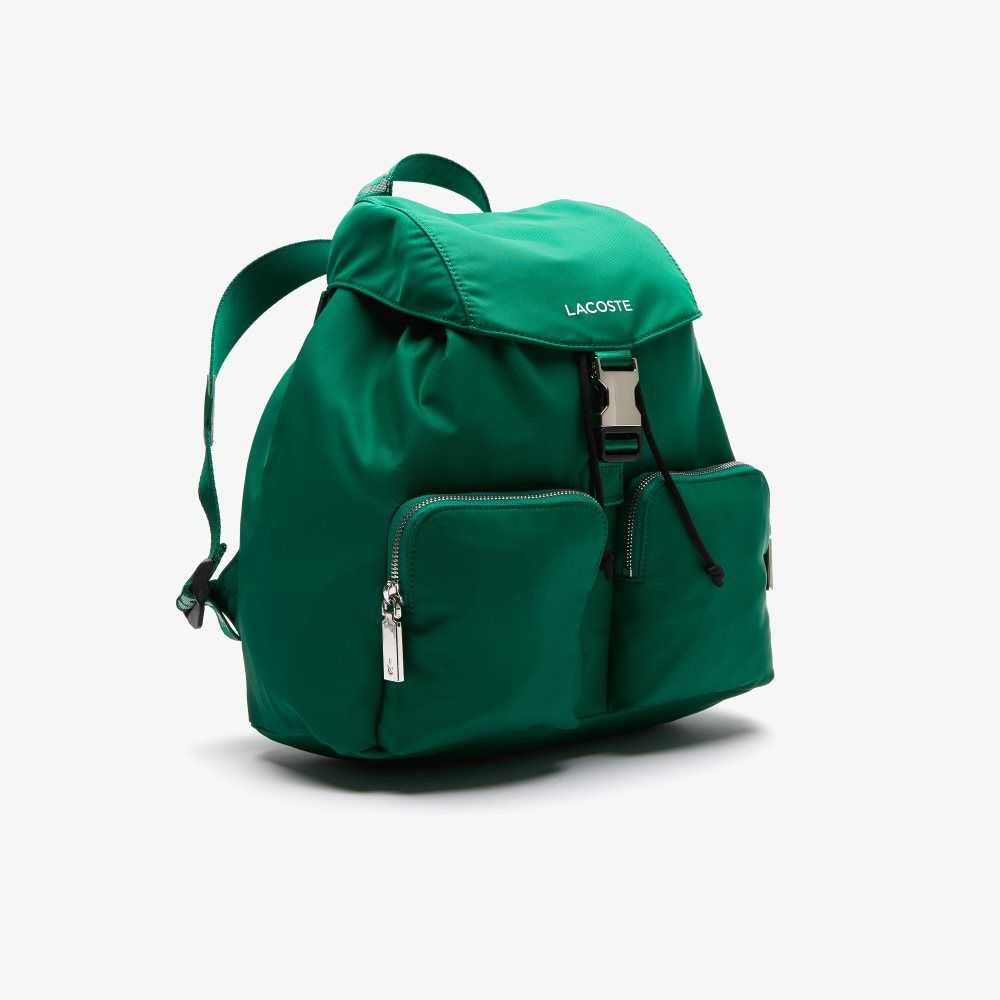 Estival Blanc Lacoste Branded Nylon Flap Backpack | RQNIBG-857