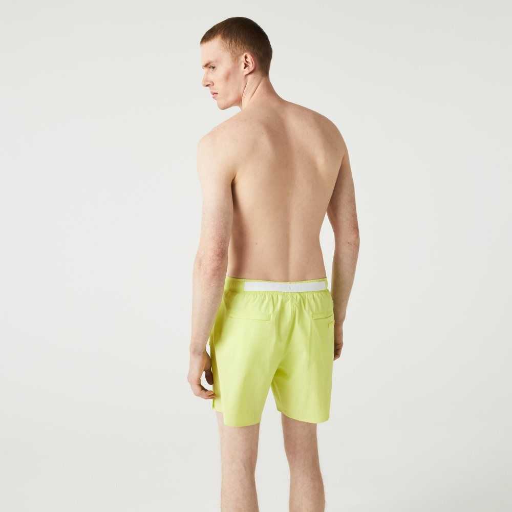 Flashy Yellow Lacoste Light Swim Trunks | KYBUDN-987