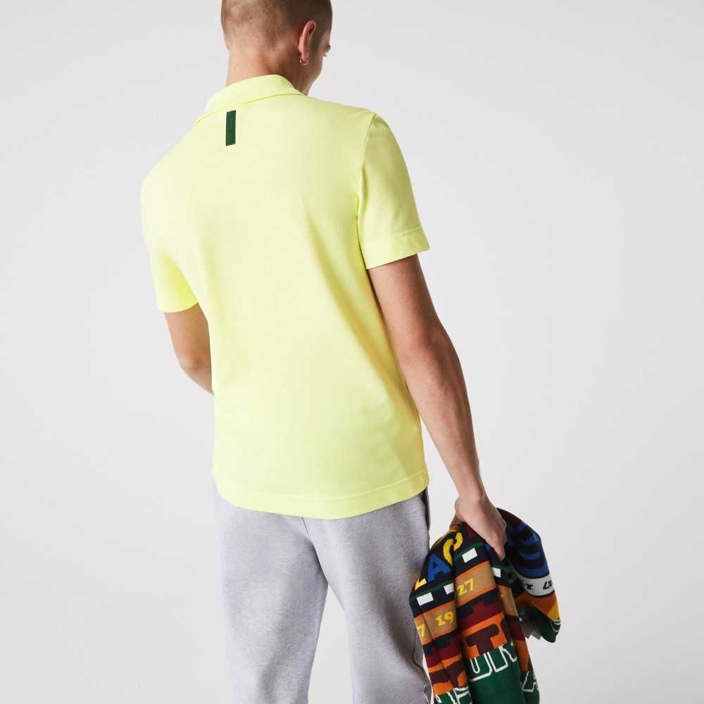 Flashy Yellow Lacoste Slim Fit Organic Stretch Cotton Pique Polo | CDJMGU-432