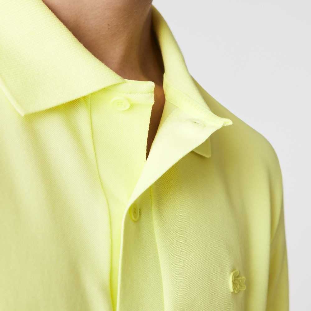 Flashy Yellow Lacoste Slim Fit Organic Stretch Cotton Pique Polo | CDJMGU-432