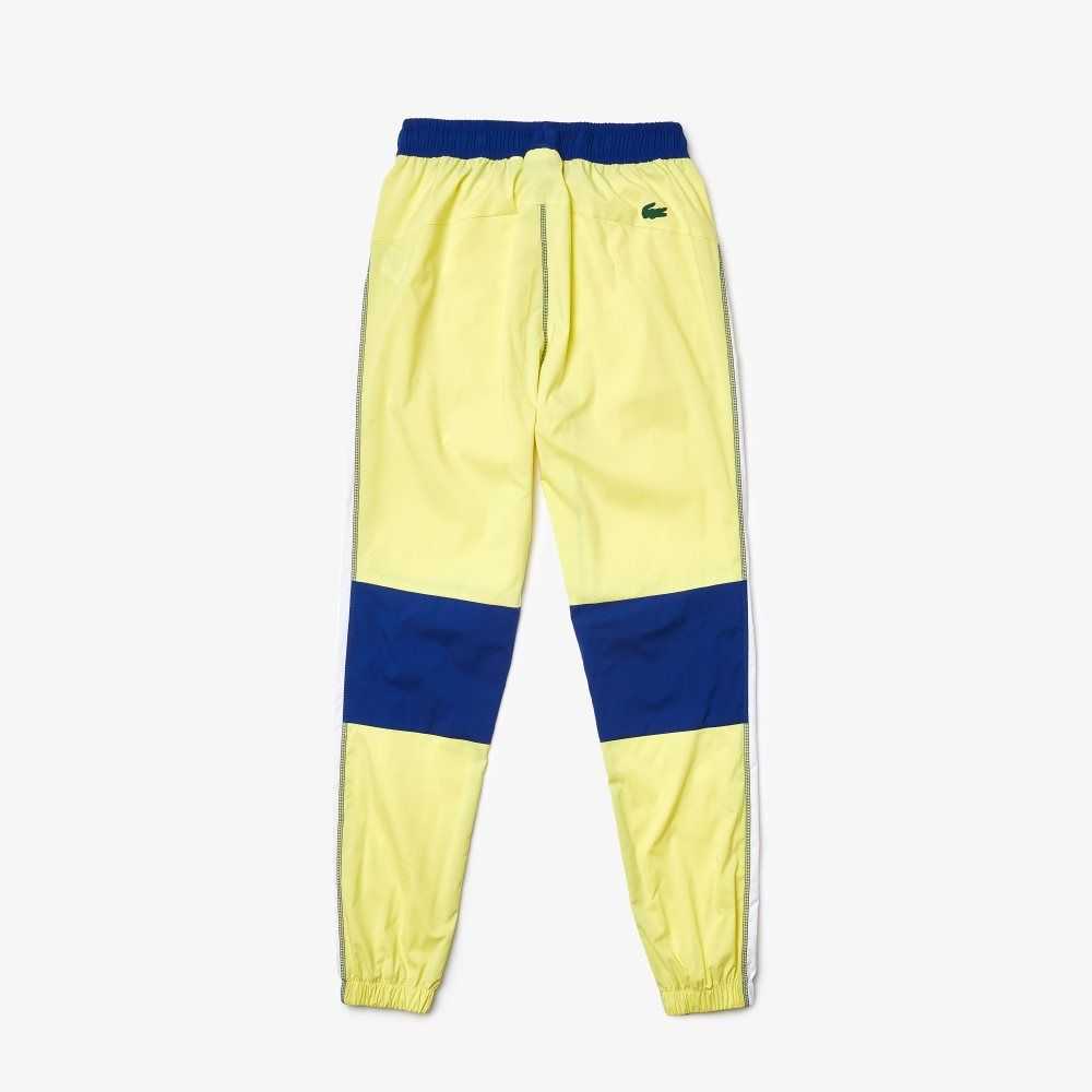 Flashy Yellow / White / Blue Lacoste Colorblock Tracksuit Style Pants | NULHSP-972