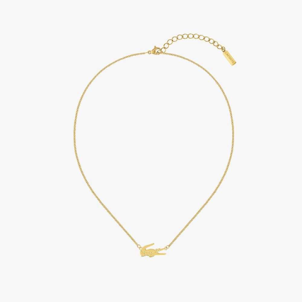 Gold Lacoste Crocodile Necklace | YFHCOQ-274