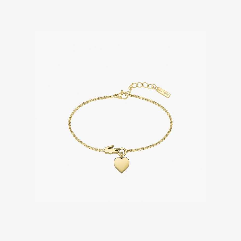 Gold Lacoste Love My Croc Bracelet | NXFRSA-158