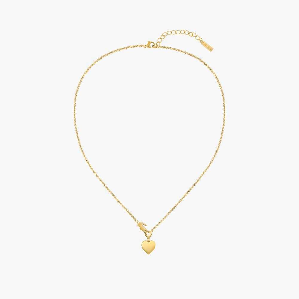 Gold Lacoste Love My Croc Necklace | AXYJGW-987