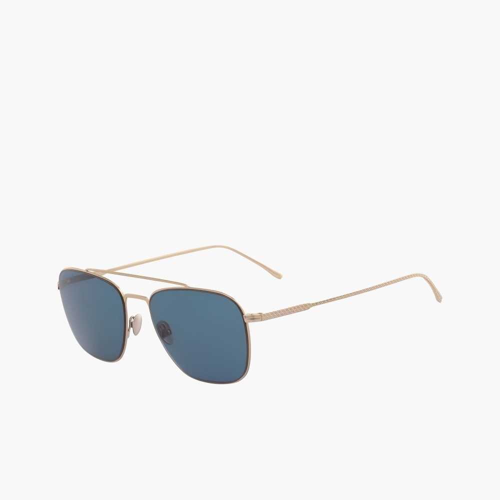 Gold Lacoste Navigator Sunglasses | JVCYPH-374