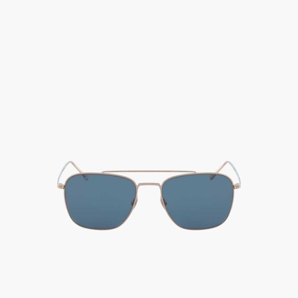 Gold Lacoste Navigator Sunglasses | JVCYPH-374