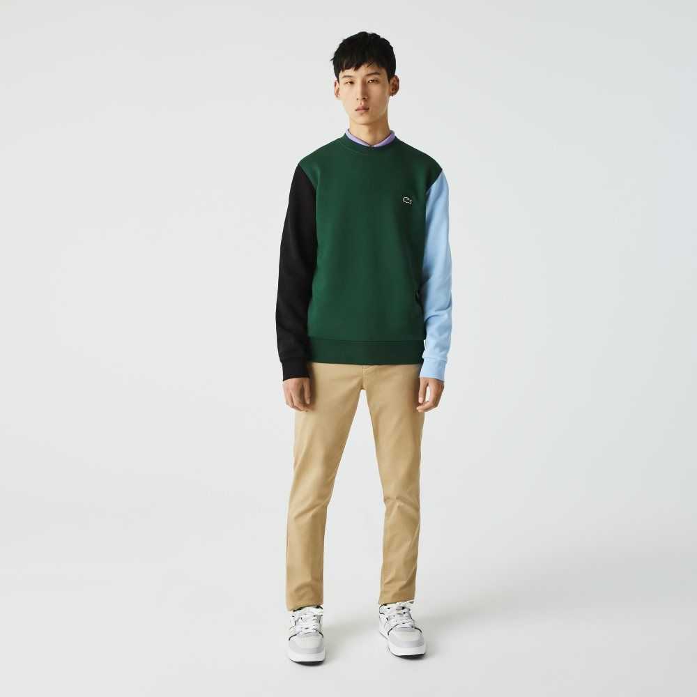 Green / Black / Blue Lacoste Brushed Fleece Sweatshirt | DBQURK-368