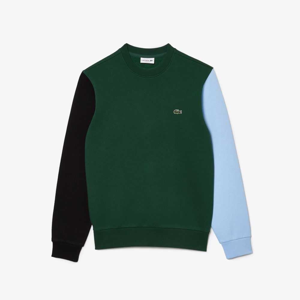 Green / Black / Blue Lacoste Brushed Fleece Sweatshirt | DBQURK-368