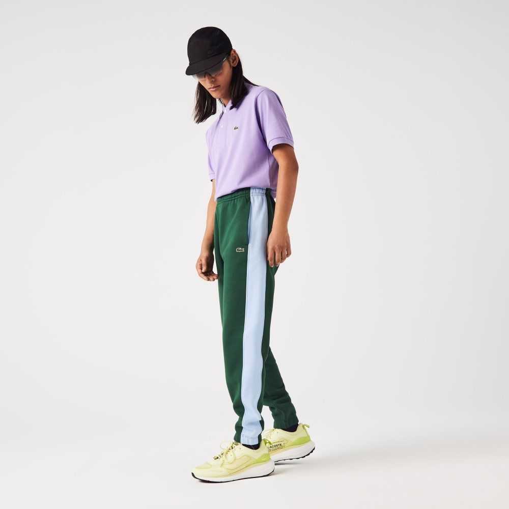 Green / Blue Lacoste Contrast Bands Trackpants | WVCXRL-318