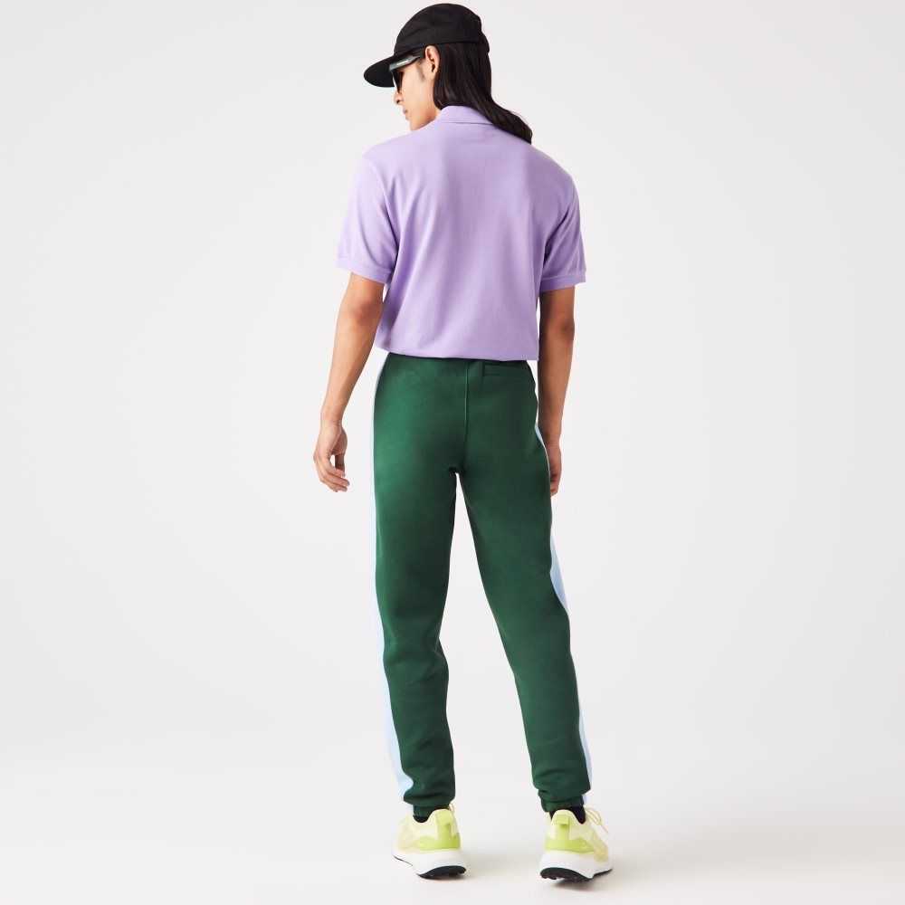 Green / Blue Lacoste Contrast Bands Trackpants | WVCXRL-318