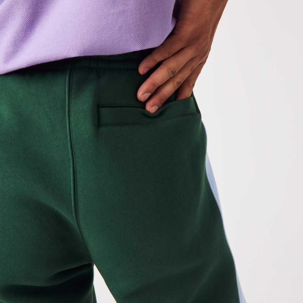 Green / Blue Lacoste Contrast Bands Trackpants | WVCXRL-318