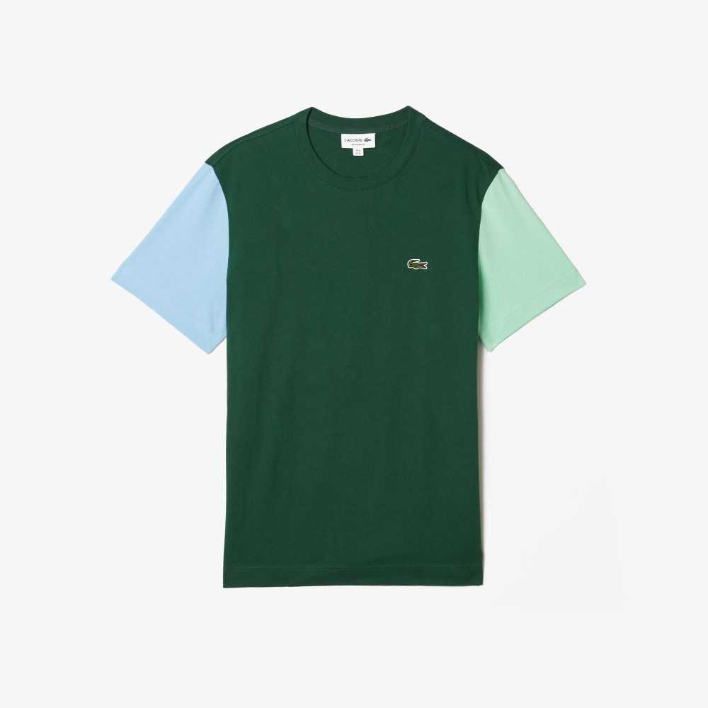 Green / Blue / Light Green Lacoste Regular Fit Colorblock Cotton Jersey T-Shirt | QZHIRD-859