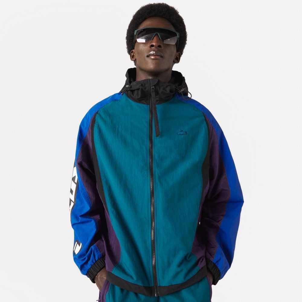 Green / Blue / Purple / Black Lacoste Heritage Color-Block Nylon Jacket | GHQFAB-603