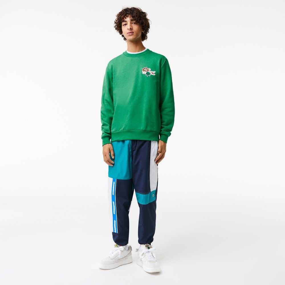 Green Lacoste Badge Organic Cotton Sweatshirt | OSFGVI-235