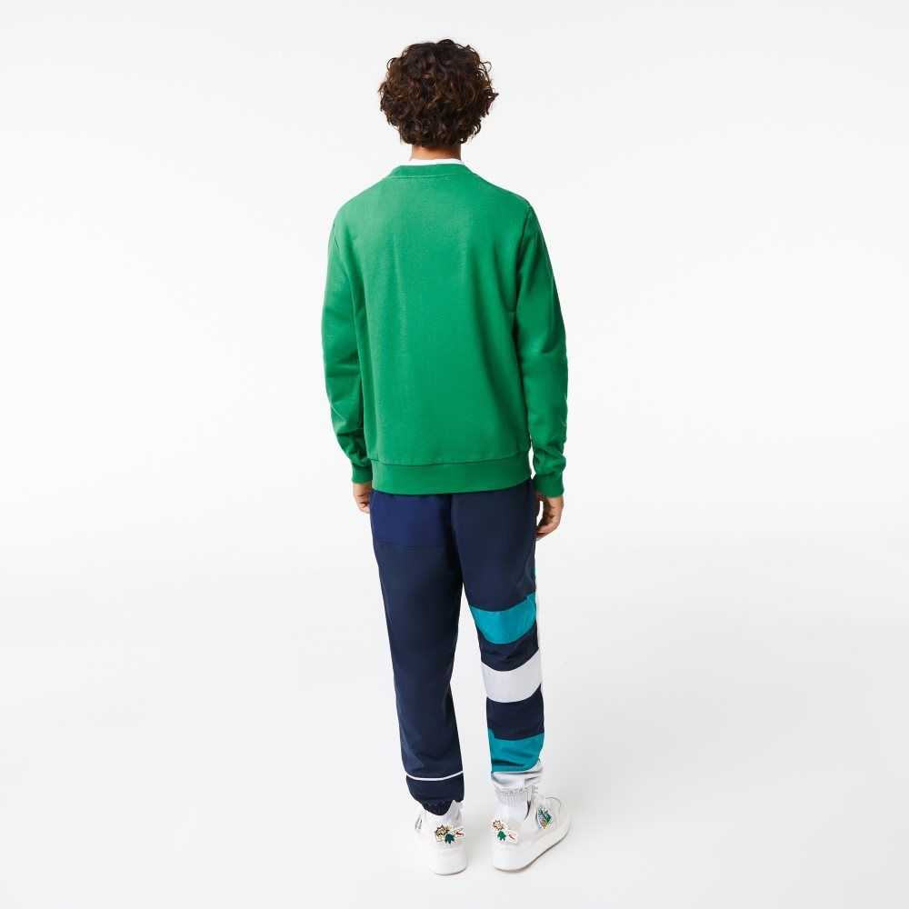 Green Lacoste Badge Organic Cotton Sweatshirt | OSFGVI-235