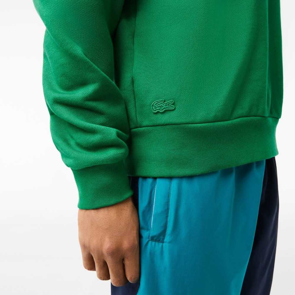 Green Lacoste Badge Organic Cotton Sweatshirt | OSFGVI-235