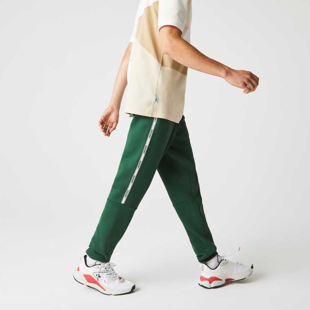 Green Lacoste Branded Bands Skinny Fleece Jogging Pants | KJNBSG-813