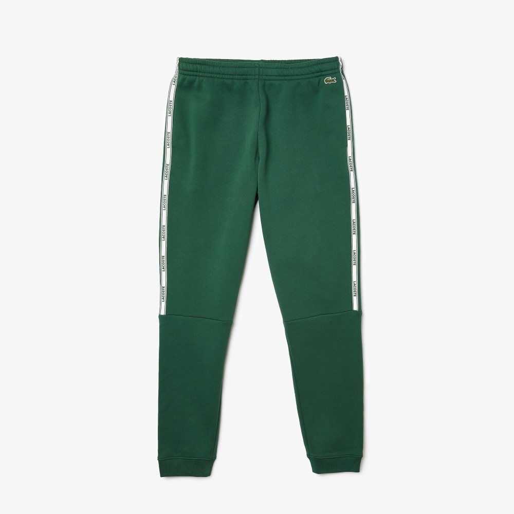 Green Lacoste Branded Bands Skinny Fleece Jogging Pants | KJNBSG-813