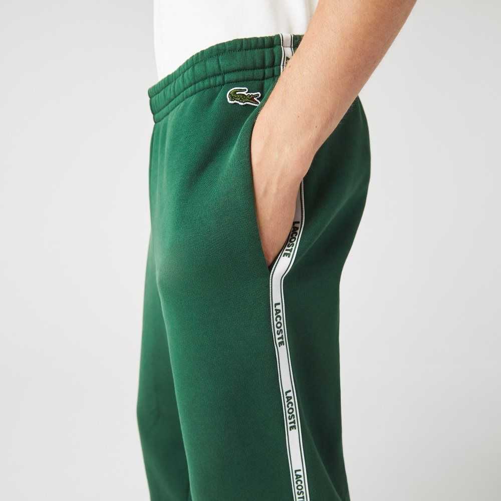 Green Lacoste Branded Bands Skinny Fleece Jogging Pants | KJNBSG-813