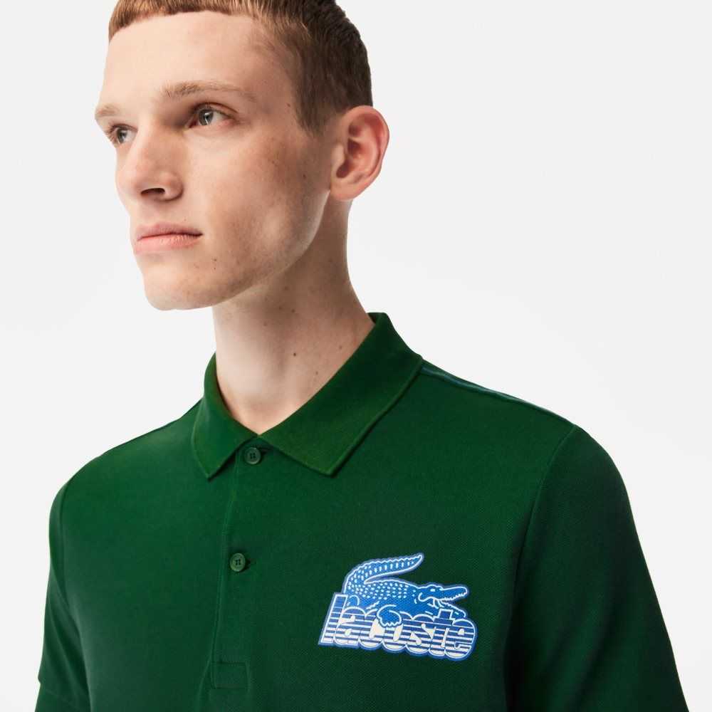 Green Lacoste Cotton Mini-Pique Polo | QOPMJE-062