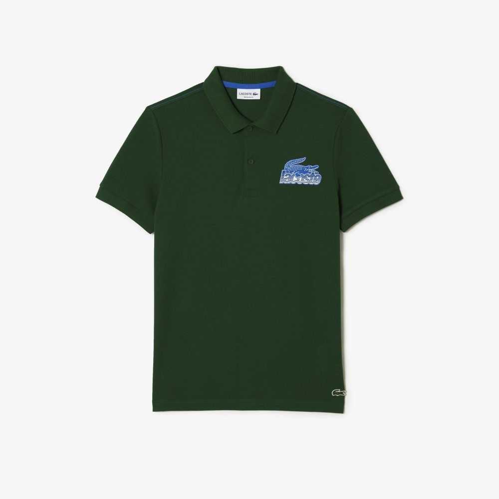 Green Lacoste Cotton Mini-Pique Polo | QOPMJE-062