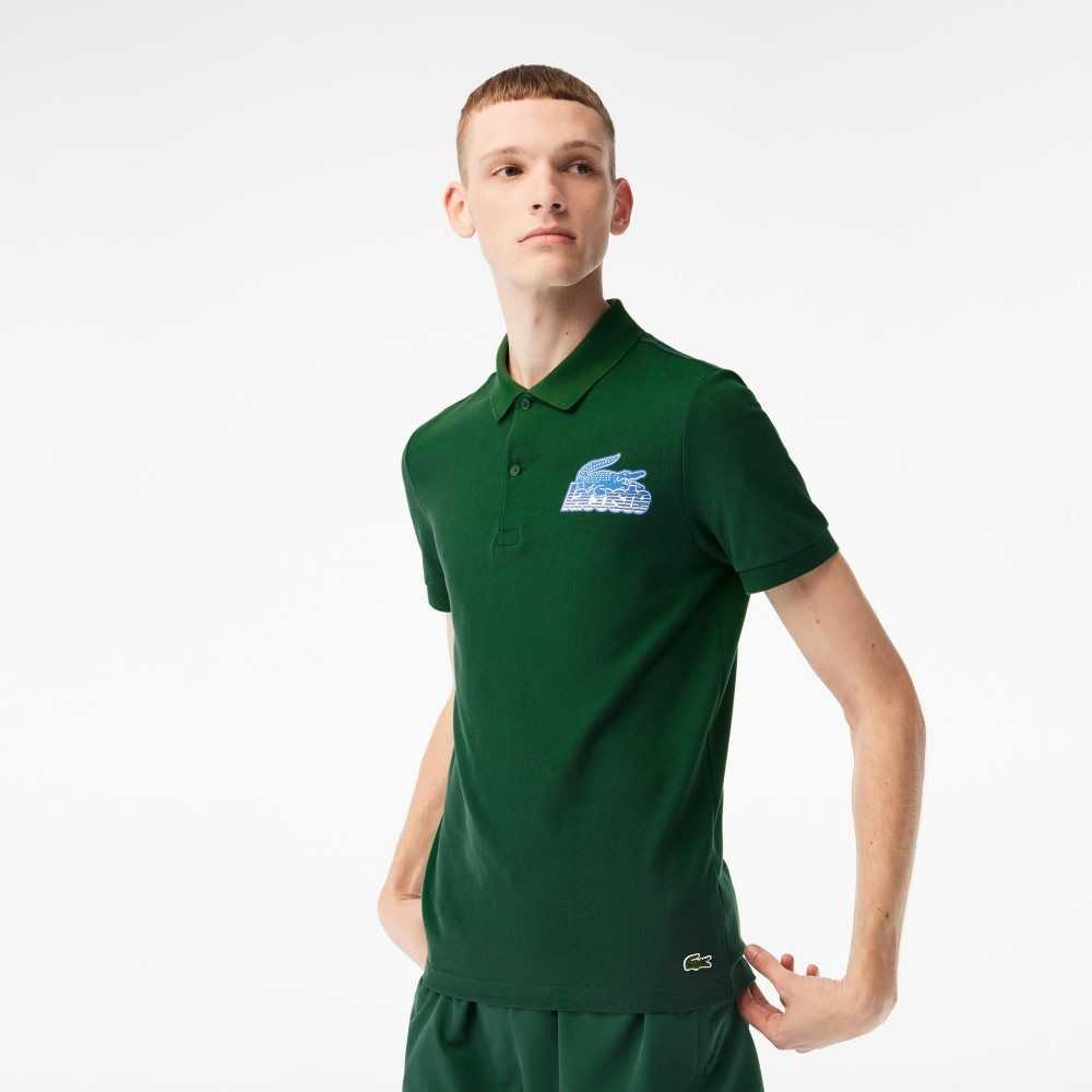 Green Lacoste Cotton Mini-Pique Polo | QOPMJE-062